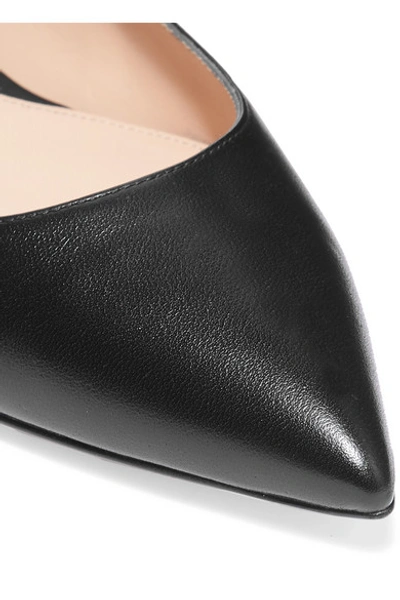 Shop Gianvito Rossi Leather Slingback Point-toe Flats In Black