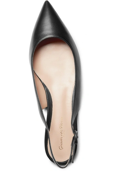 Shop Gianvito Rossi Leather Slingback Point-toe Flats In Black