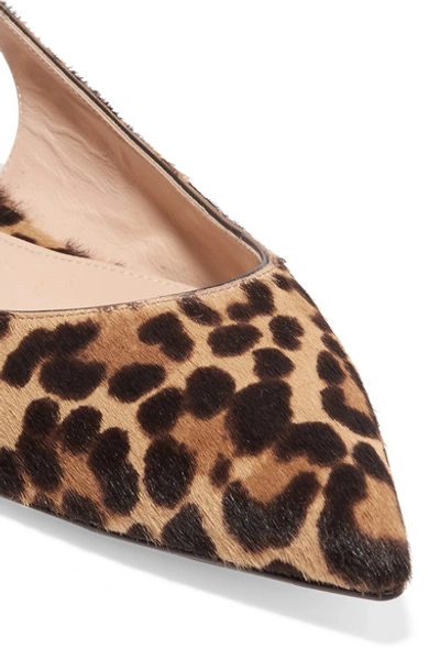 Shop Gianvito Rossi Leopard-print Calf Hair Slingback Point-toe Flats