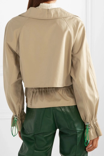 Shop Tibi Finn Cropped Cotton-twill Jacket In Tan