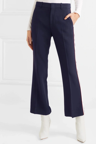 Shop Gucci Grosgrain-trimmed Cady Wide-leg Pants