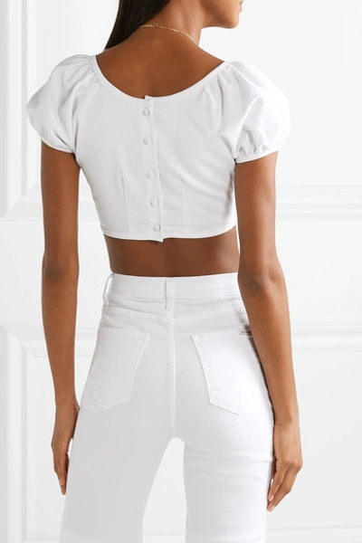 Shop Eve Denim Georgette Cropped Stretch-cotton Twill Top In White