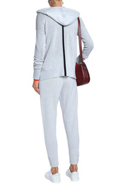 Shop Duffy Woman Neon-trimmed Cashmere Hoodie Light Gray