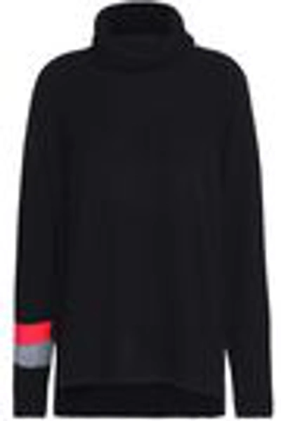 Shop Duffy Woman Striped Cashmere Turtleneck Sweater Black