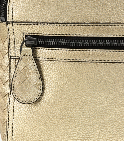 Shop Bottega Veneta Electre Metallic Leather Backpack In Gold