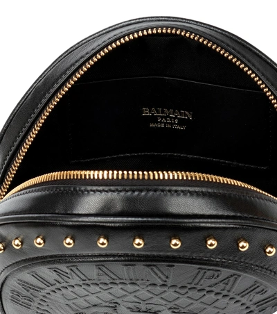 Shop Balmain Disco Leather Shoulder Bag In Black