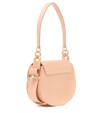 Shop Chloé Tess Small Leather Shoulder Bag In Beige