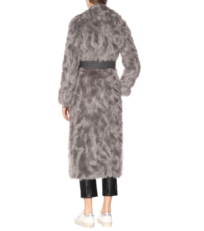 Shop Stella Mccartney Belted Faux Fur Coat In Grey