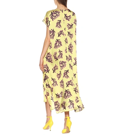 Shop Marni Asymmetric Printed Midi Dress In Yellow