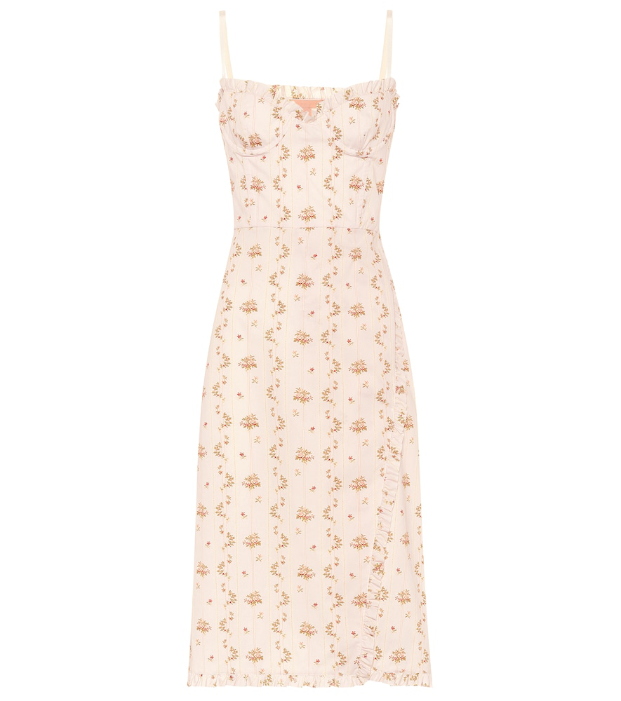 Brock Collection Osanna Floral Cotton Bustier Dress In Pink | ModeSens