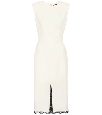 Shop Alexander Mcqueen Wool And Silk-blend Pencil Dress In White