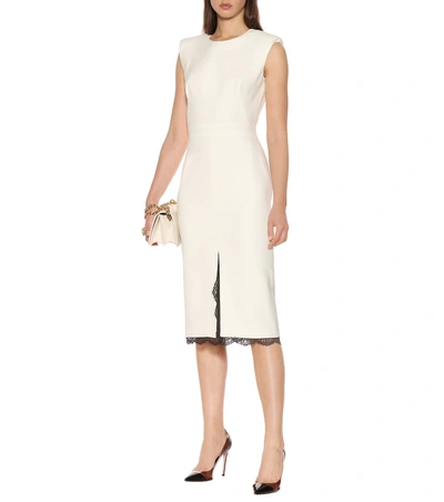 Shop Alexander Mcqueen Wool And Silk-blend Pencil Dress In White