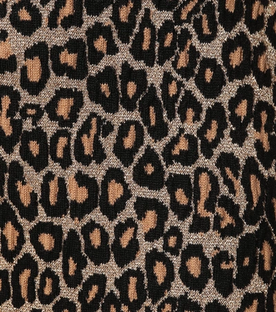 Shop Miu Miu Leopard Intarsia Wool-blend Skirt In Brown