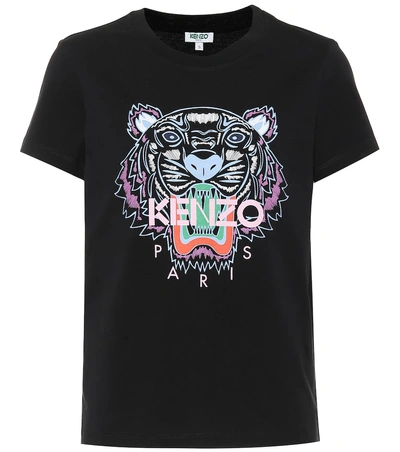 Shop Kenzo Tiger Logo Cotton T-shirt In Black