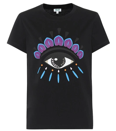 Shop Kenzo Eye Printed Cotton T-shirt In Black