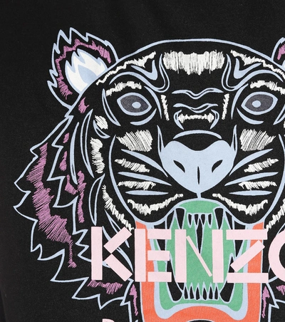 Shop Kenzo Tiger Logo Cotton T-shirt In Black