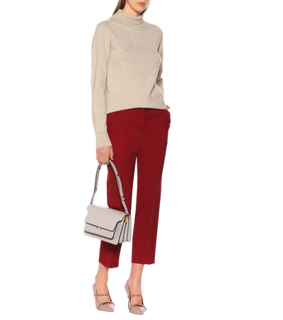 Shop Marni Cropped Wool Cigarette Pants In Red