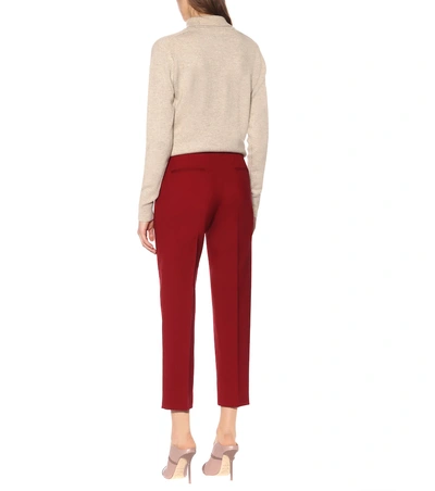 Shop Marni Cropped Wool Cigarette Pants In Red