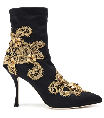 Shop Dolce & Gabbana Embellished Ankle Boots In Black