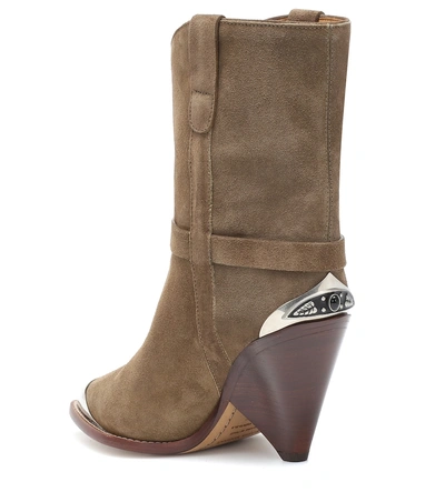 Shop Isabel Marant Lamsy Suede Ankle Boots In Beige