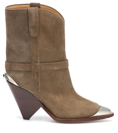 Shop Isabel Marant Lamsy Suede Ankle Boots In Beige