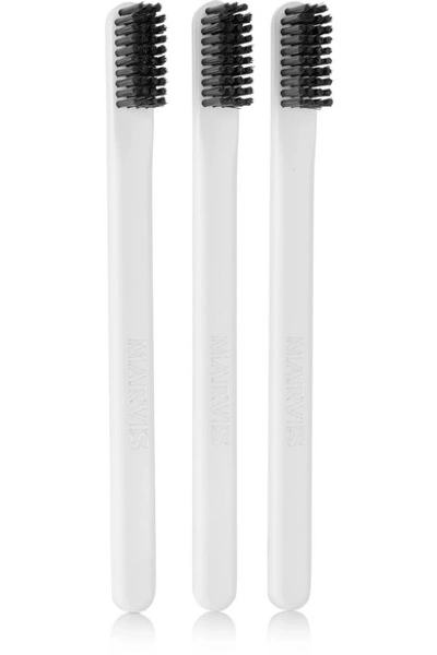 Shop Marvis Set Of Three Toothbrushes - White