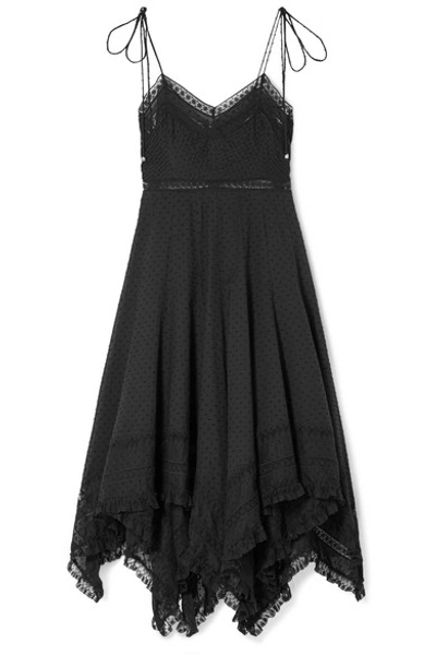 Shop Zimmermann Juno Lace-trimmed Fil Coupé Cotton-voile Dress In Black