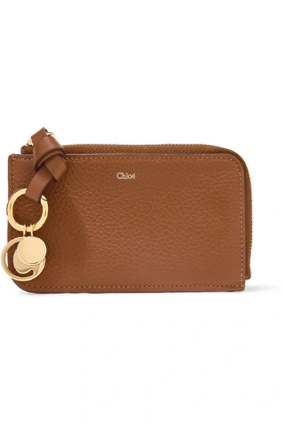 Shop Chloé Alphabet Textured-leather Wallet In Tan