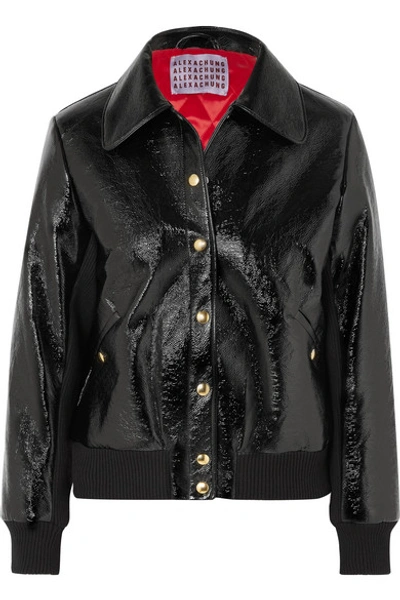 Shop Alexa Chung Crinkled-pvc Bomber Jacket In Black