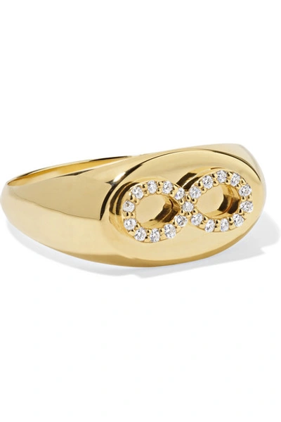 Shop Foundrae Baby Infinity 18-karat Gold Diamond Signet Ring