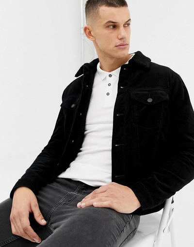 Shop New Look Corduroy Jacket With Fleece Lining In Black