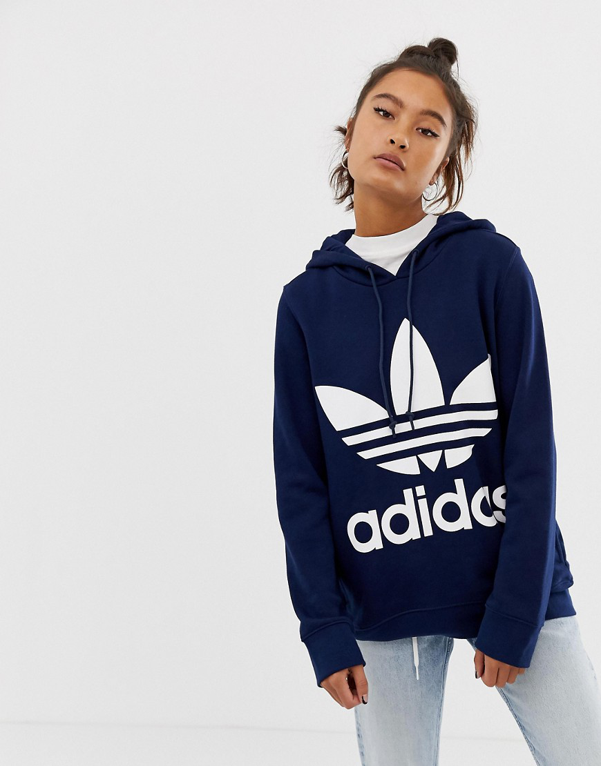 adidas originals trefoil hoodie navy