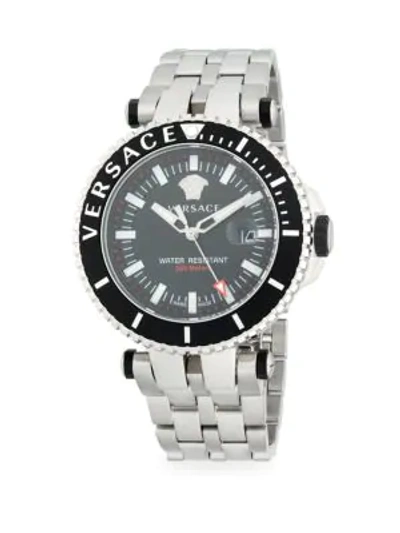 Shop Versace Stainless Steel Bracelet Watch In Grey