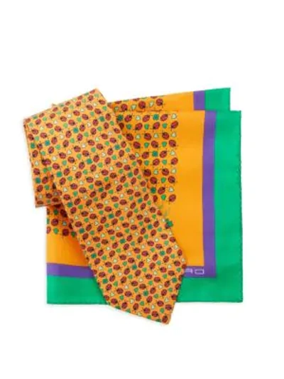 Shop Etro 2-piece Silk Tie & Pocket Square Box Set In Orange