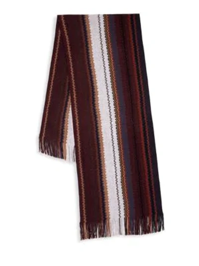 Shop Missoni Chevron Striped Scarf In Burgundy