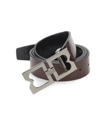 Shop Bruno Magli Double-buckle Patent Leather Belt In Brown