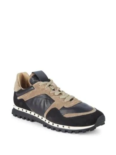 Shop Valentino Cap Toe Suede Lace-up Trainers In Dark Grey