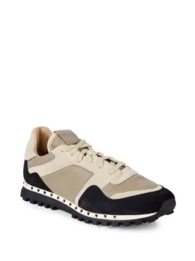 Shop Valentino Cap Toe Suede Lace-up Sneakers In Camel