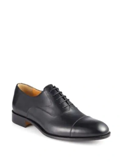 Shop Saks Fifth Avenue Collection Tyler Leather Cap Toe Oxfords In Black