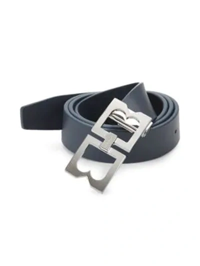 Shop Bruno Magli Double-buckle Leather Belt In Navy