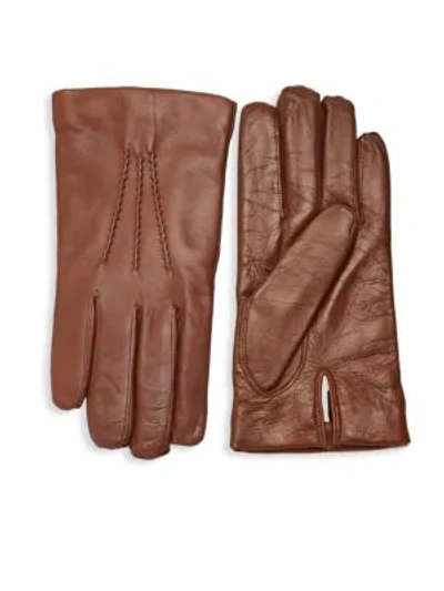 Shop Saks Fifth Avenue Touch Tech Leather Gloves In Cognac