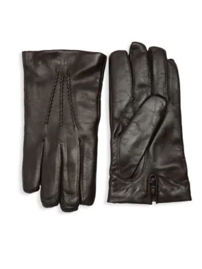 Shop Saks Fifth Avenue Men's Touch Tech Leather Gloves In Black