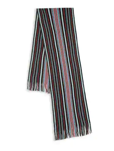 Shop Missoni Striped Wool Blend Scarf In Brown Multi