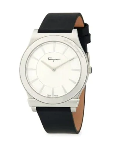 Shop Ferragamo Stainless Steel & Leather-strap Watch In Grey