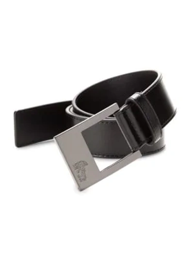 Shop Versace Square Buckle Leather Belt In Black