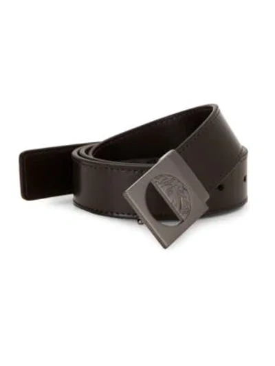 Shop Versace Logo-accented Leather Belt In Dark Brown