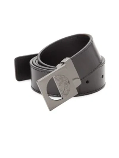 Shop Versace Logo-accented Leather Belt In Black