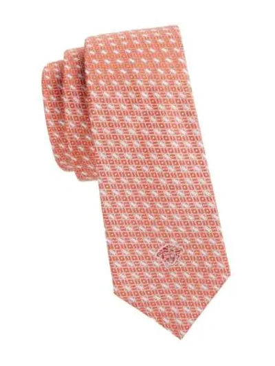 Shop Versace Logo Silk Tie In Light Red