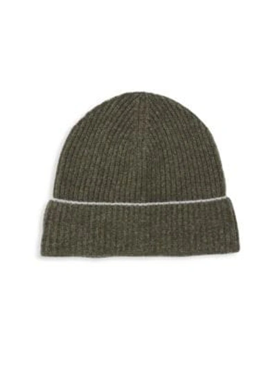 Shop Saks Fifth Avenue Cashmere Knit Beanie In Olive