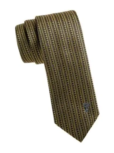 Shop Versace Textured Silk Tie In Brown